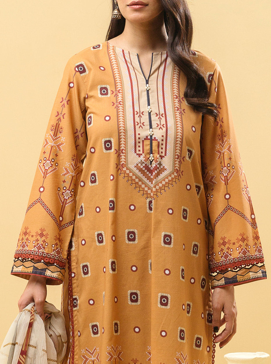 2 PIECE - PRINTED LAWN SUIT - MUSTARD MAZE MORBAGH SU_22