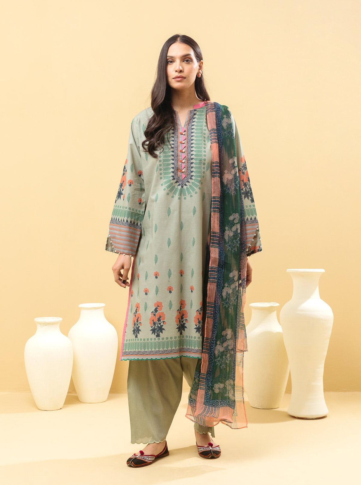 2 PIECE - PRINTED LAWN SUIT - SPRING JADE MORBAGH SU_22