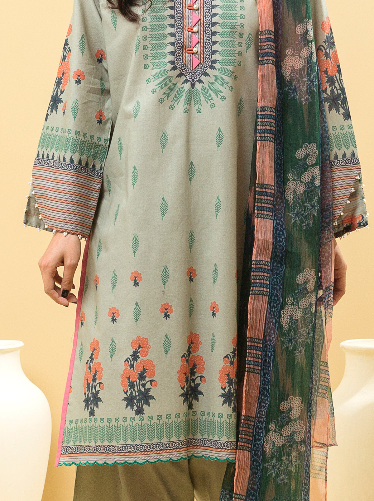 2 PIECE - PRINTED LAWN SUIT - SPRING JADE MORBAGH SU_22