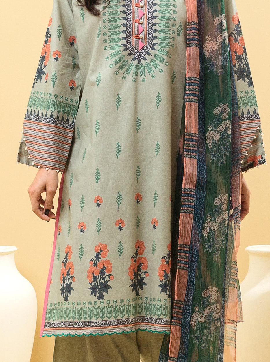 2 PIECE - PRINTED LAWN SUIT - SPRING JADE MORBAGH SU_22