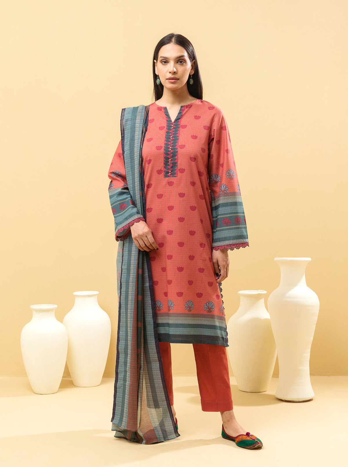 2 PIECE - PRINTED LAWN SUIT - ELEGANT ETHNIC MORBAGH SU_22