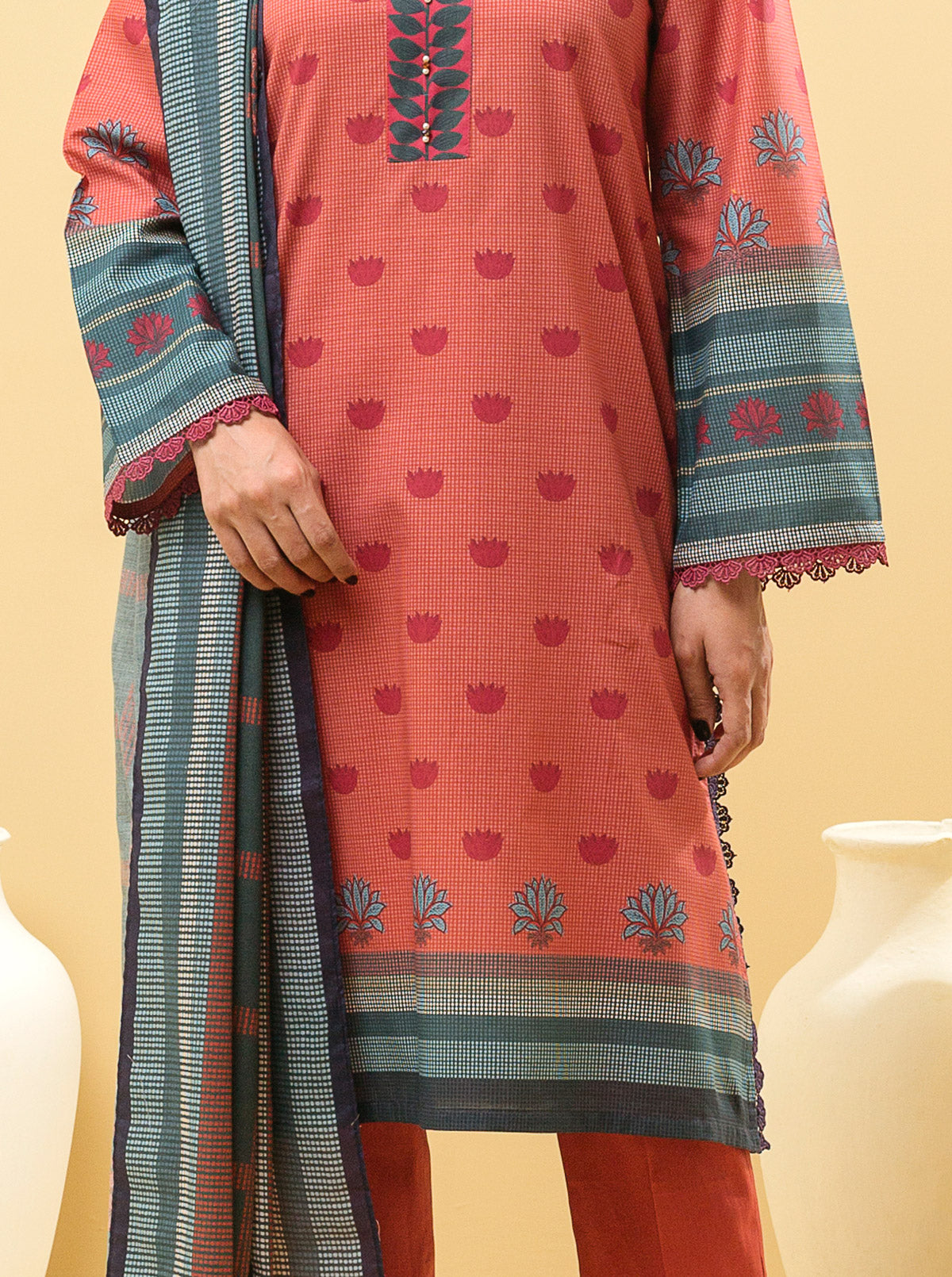 2 PIECE - PRINTED LAWN SUIT - ELEGANT ETHNIC MORBAGH SU_22