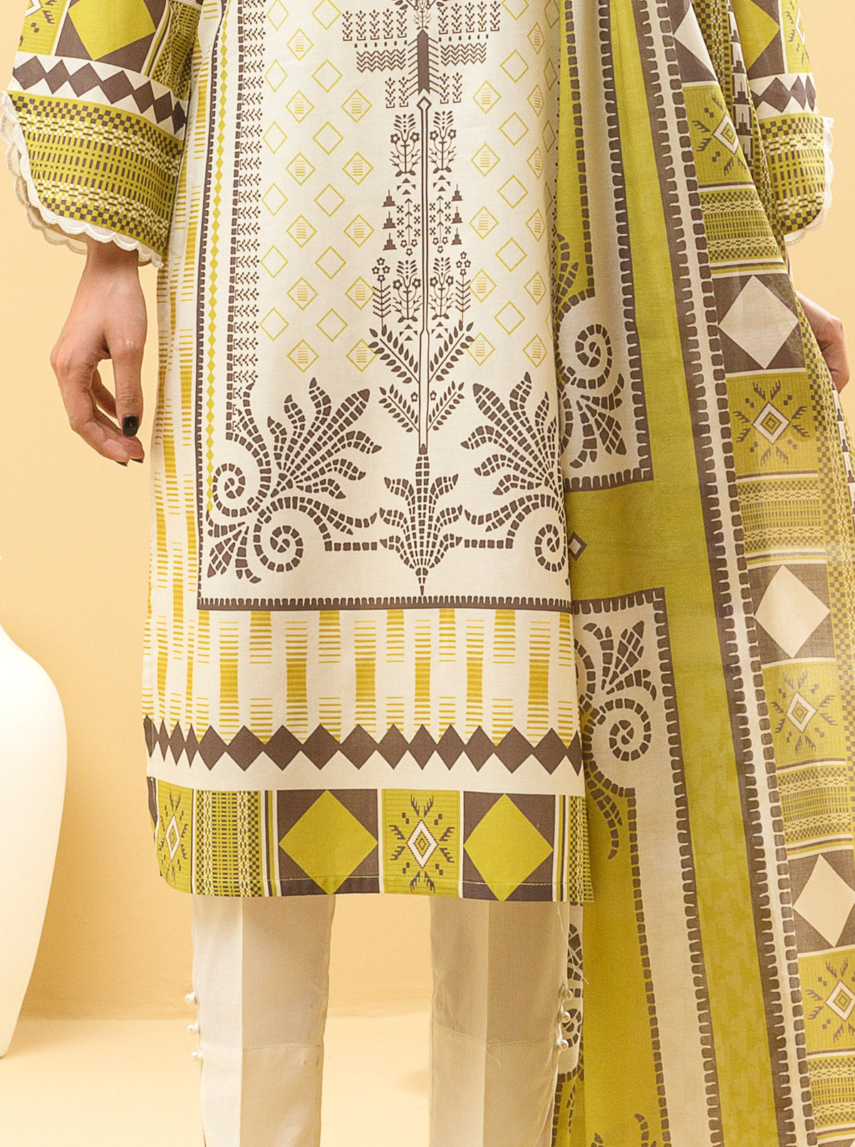 3 PIECE - PRINTED LAWN SUIT - VIRIDESCENT DIVINE MORBAGH SU_22