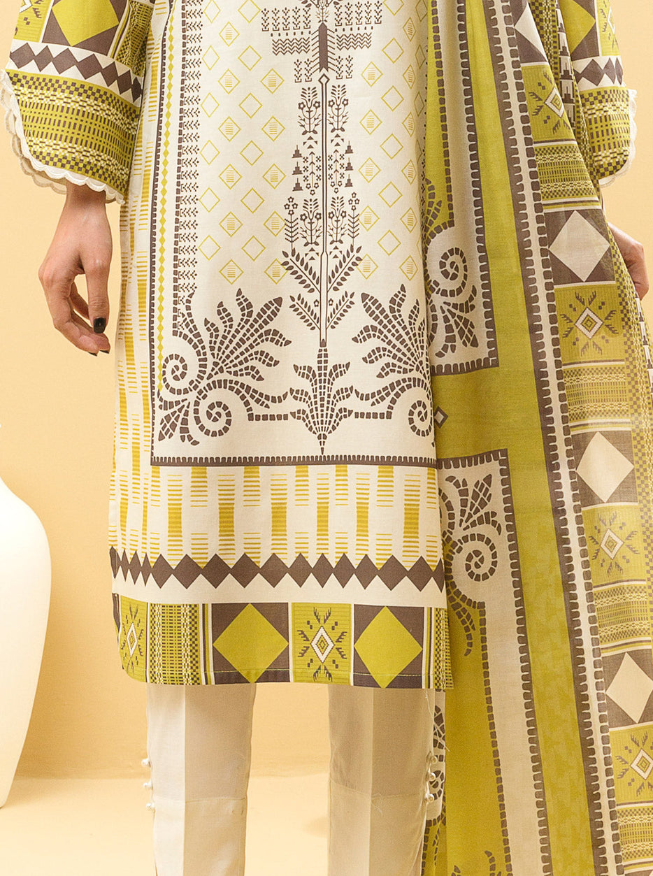 3 PIECE - PRINTED LAWN SUIT - VIRIDESCENT DIVINE MORBAGH SU_22