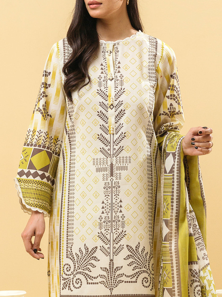3 PIECE - PRINTED LAWN SUIT - VIRIDESCENT DIVINE MORBAGH SU_22