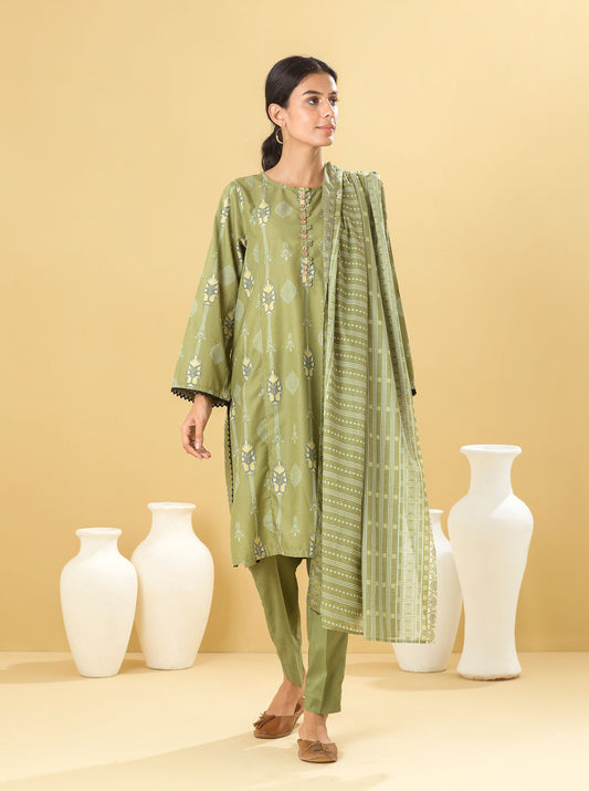 3 PIECE - PRINTED LAWN SUIT - TIMELESS SAGE MORBAGH SU_22