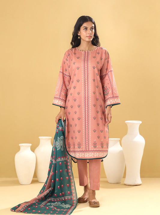3 PIECE - PRINTED LAWN SUIT - IMPATIENS PETAL MORBAGH SU_22