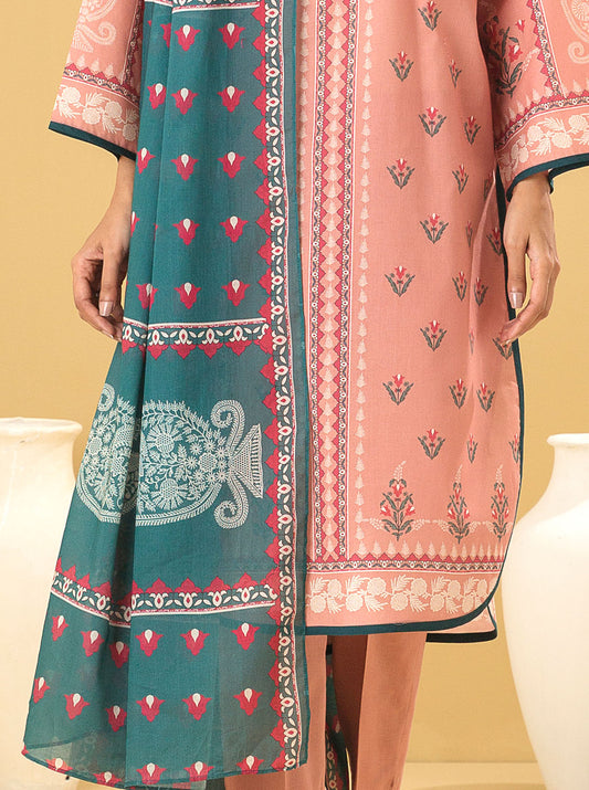 3 PIECE - PRINTED LAWN SUIT - IMPATIENS PETAL MORBAGH SU_22