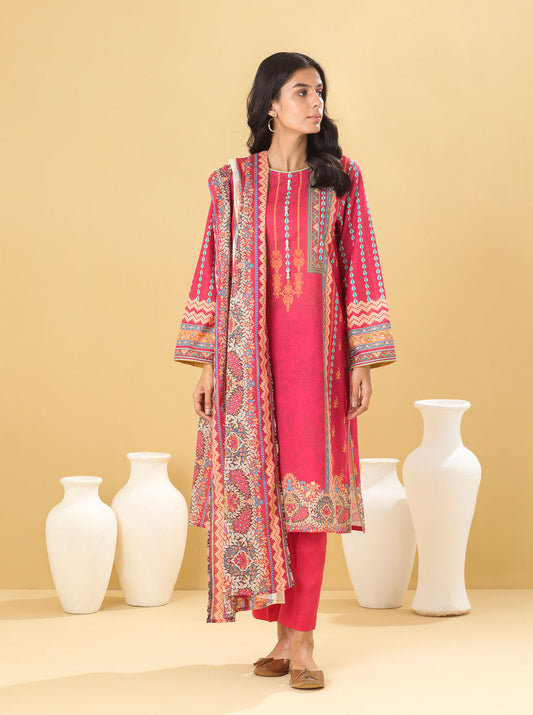 3 PIECE - PRINTED LAWN SUIT - FUCHSIA GLEAM MORBAGH SU_22