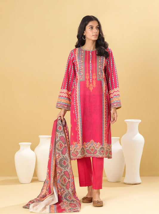 3 PIECE - PRINTED LAWN SUIT - FUCHSIA GLEAM MORBAGH SU_22