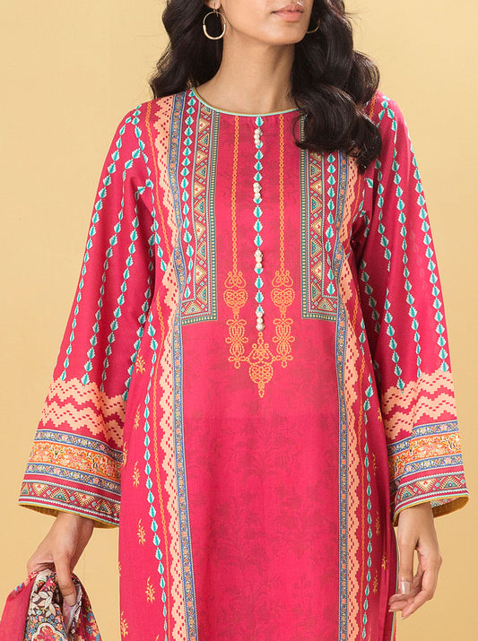 3 PIECE - PRINTED LAWN SUIT - FUCHSIA GLEAM MORBAGH SU_22