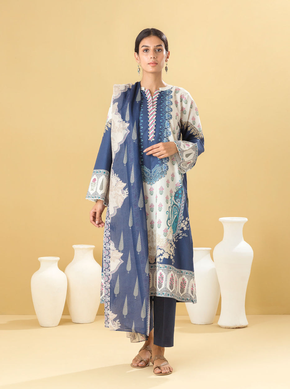 3 PIECE - PRINTED LAWN SUIT - ORIENTAL ESCAPE MORBAGH SU_22
