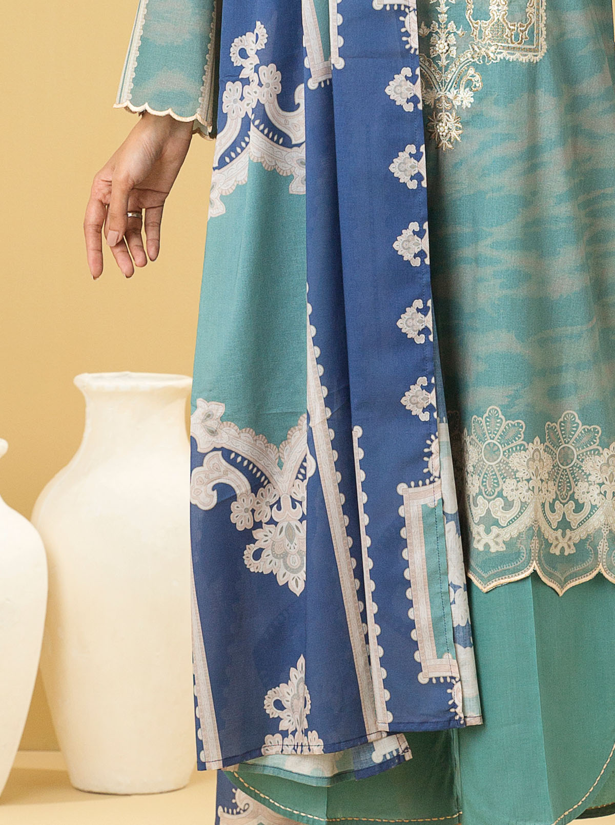 3 PIECE - EMBROIDERED LAWN SUIT - GEMSTONE TEAL MORBAGH SU_22