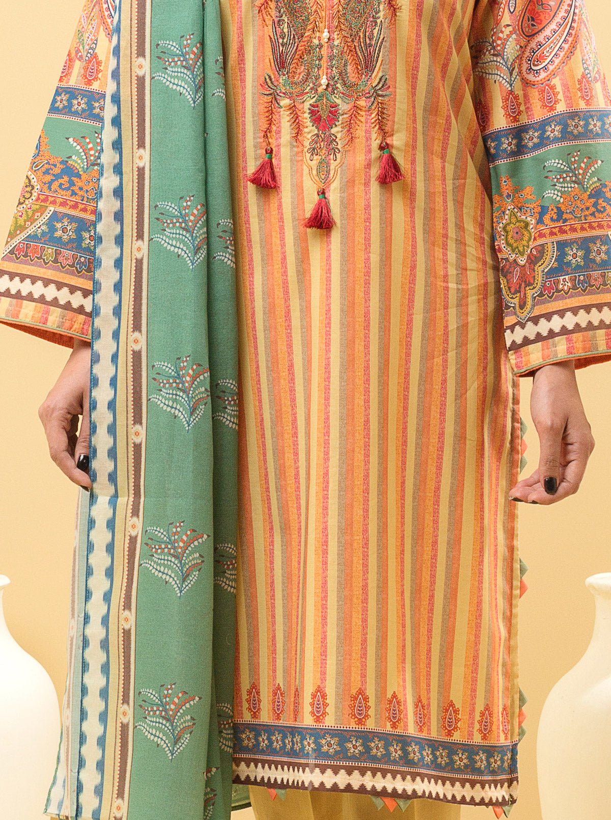 3 PIECE - EMBROIDERED LAWN SUIT - ORNAMENTAL ALLURE MORBAGH SU_22