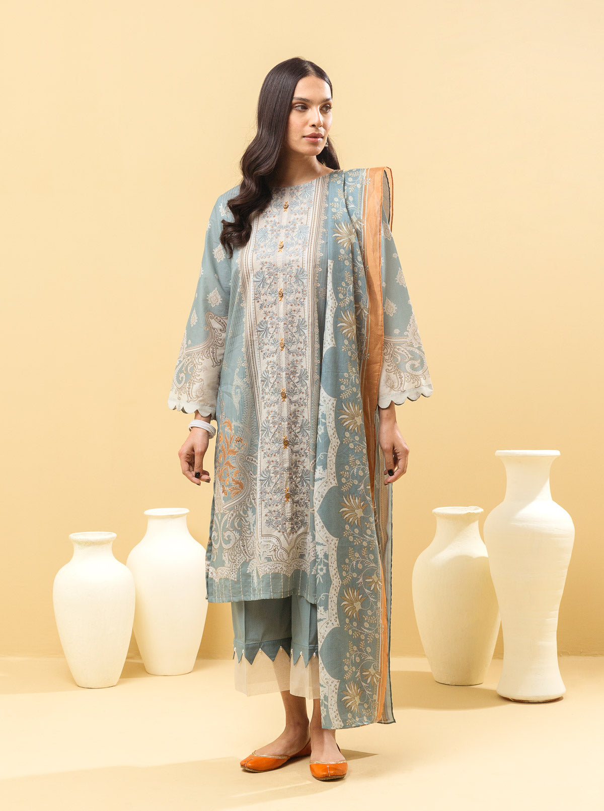 3 PIECE - EMBROIDERED LAWN SUIT - DELICATE DECO MORBAGH SU_22