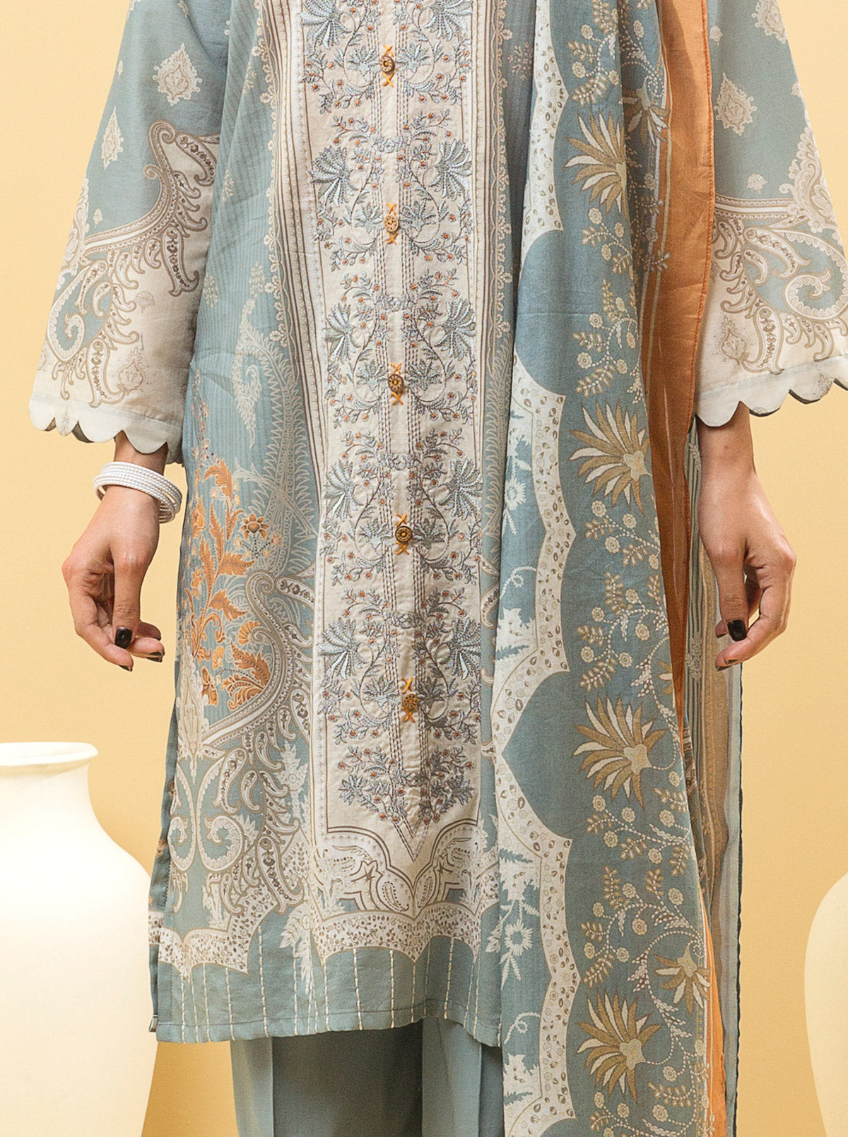 3 PIECE - EMBROIDERED LAWN SUIT - DELICATE DECO MORBAGH SU_22