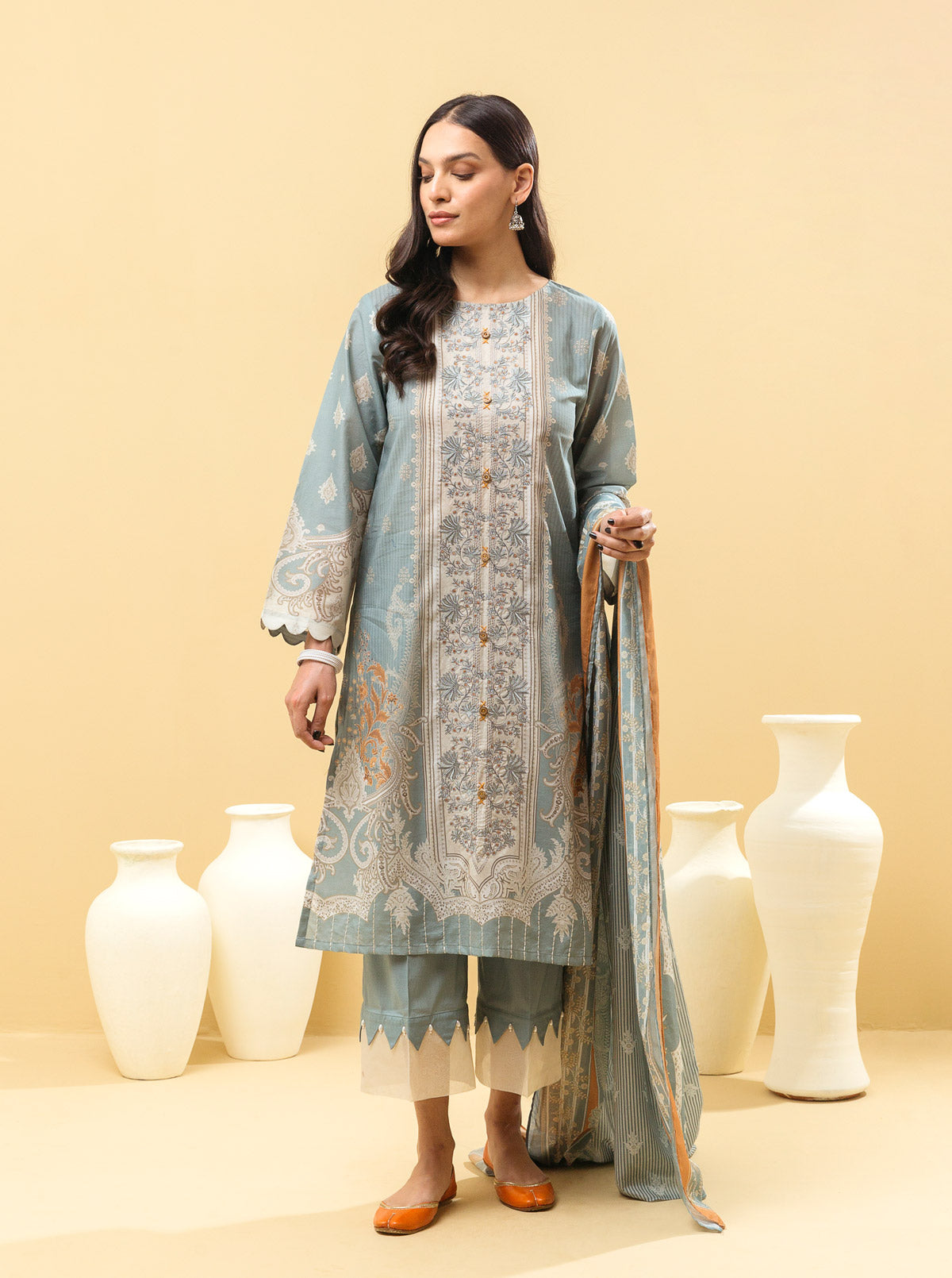 3 PIECE - EMBROIDERED LAWN SUIT - DELICATE DECO MORBAGH SU_22