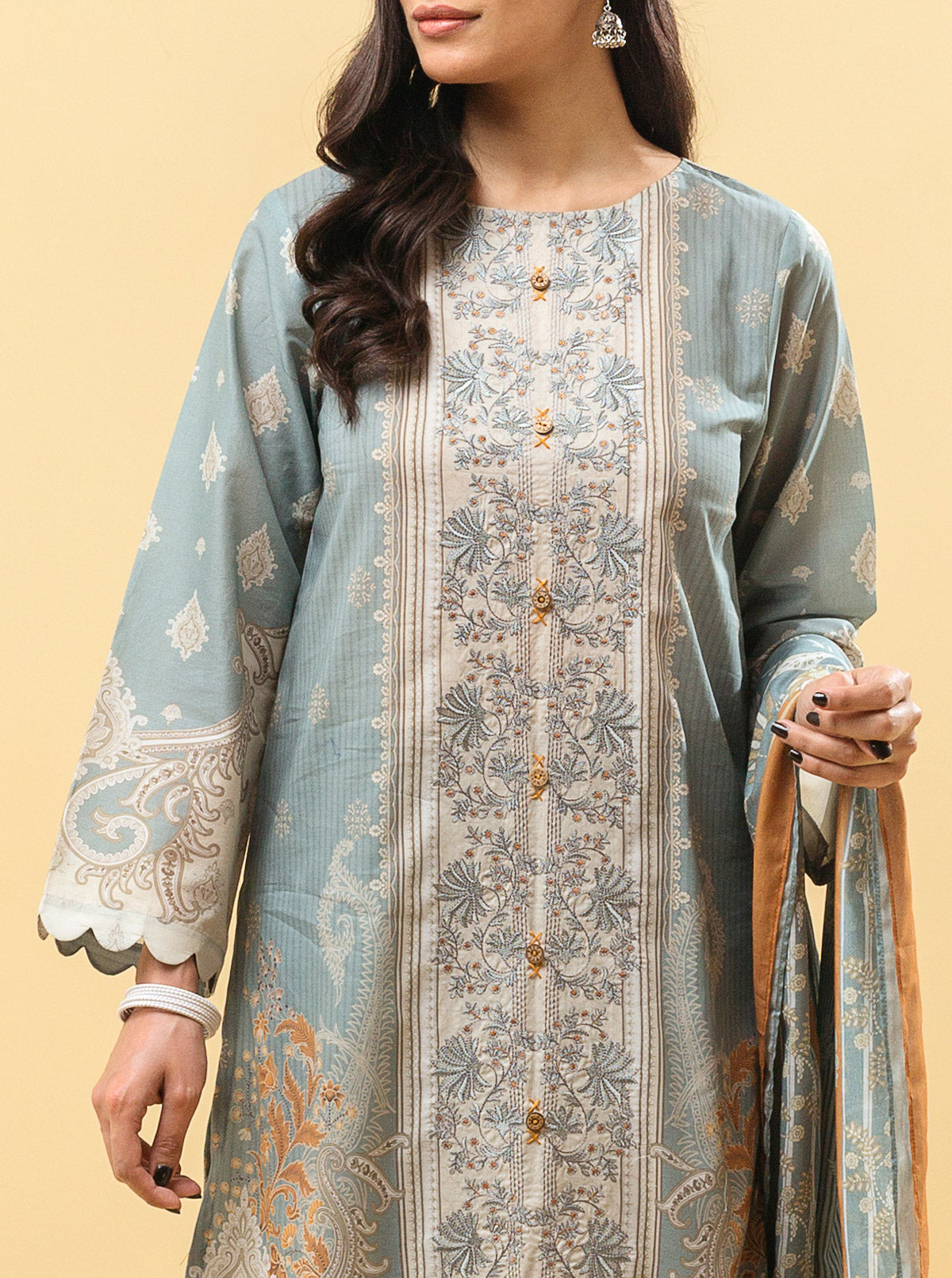 3 PIECE - EMBROIDERED LAWN SUIT - DELICATE DECO MORBAGH SU_22