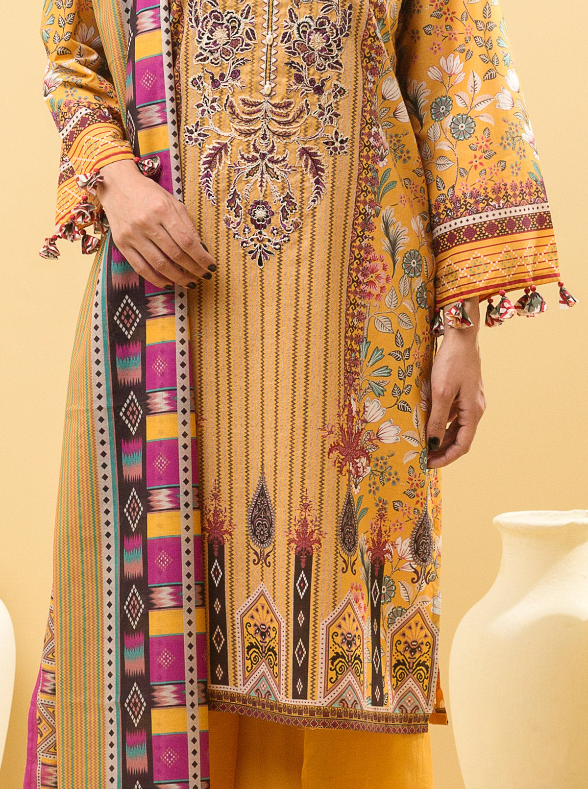 3 PIECE - EMBROIDERED LAWN SUIT - FLORAL VISTA MORBAGH SU_22