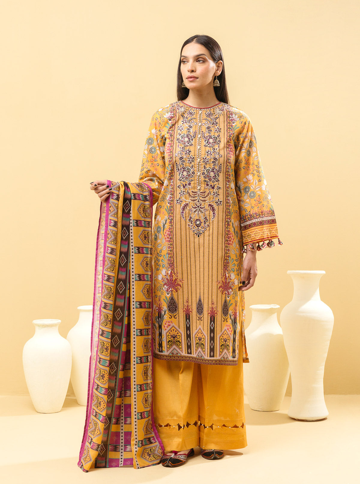 3 PIECE - EMBROIDERED LAWN SUIT - FLORAL VISTA MORBAGH SU_22