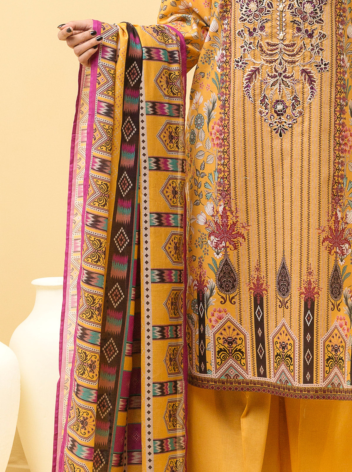 3 PIECE - EMBROIDERED LAWN SUIT - FLORAL VISTA MORBAGH SU_22