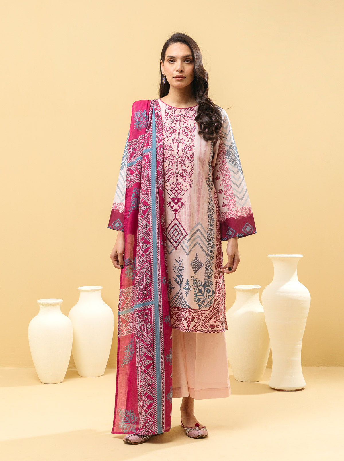 3 PIECE - EMBROIDERED LAWN SUIT - TRIBAL TREASURE MORBAGH SU_22