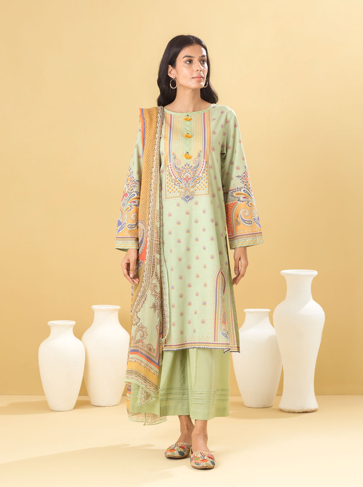 3 PIECE - PRINTED LAWN SUIT - MINTY BREEZE MORBAGH SU_22