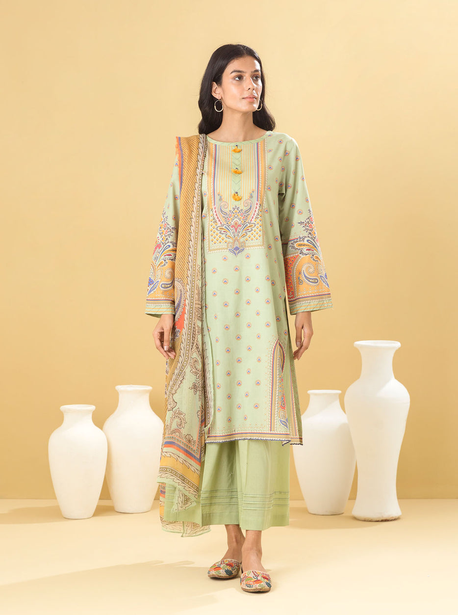 3 PIECE - PRINTED LAWN SUIT - MINTY BREEZE MORBAGH SU_22