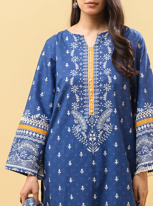 3 PIECE - PRINTED LAWN SUIT - CLASSIC BLUE MORBAGH SU_22