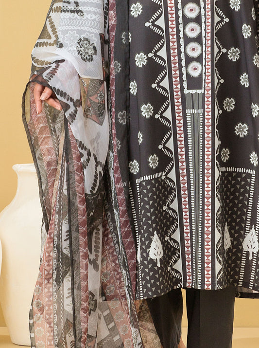 3 PIECE - PRINTED LAWN SUIT - NOIR HUES MORBAGH SU_22
