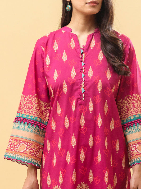 3 PIECE - PRINTED LAWN SUIT - LUXE FUCHSIA MORBAGH SU_22