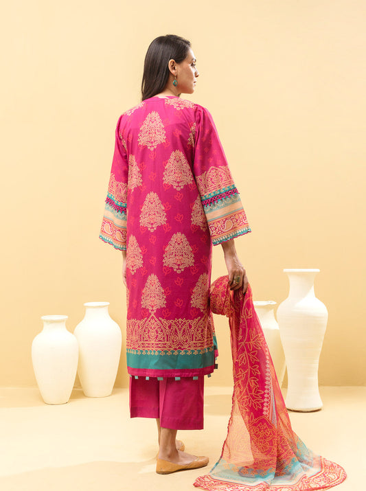3 PIECE - PRINTED LAWN SUIT - LUXE FUCHSIA MORBAGH SU_22