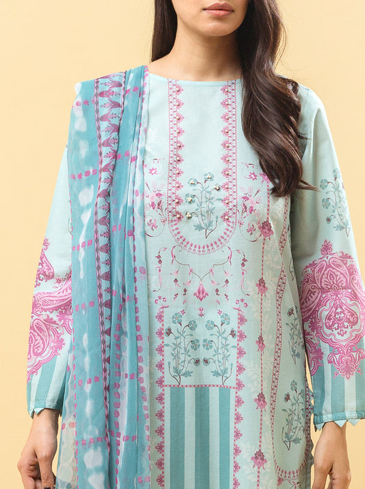 3 PIECE - PRINTED LAWN SUIT - ICY MIST MORBAGH SU_22