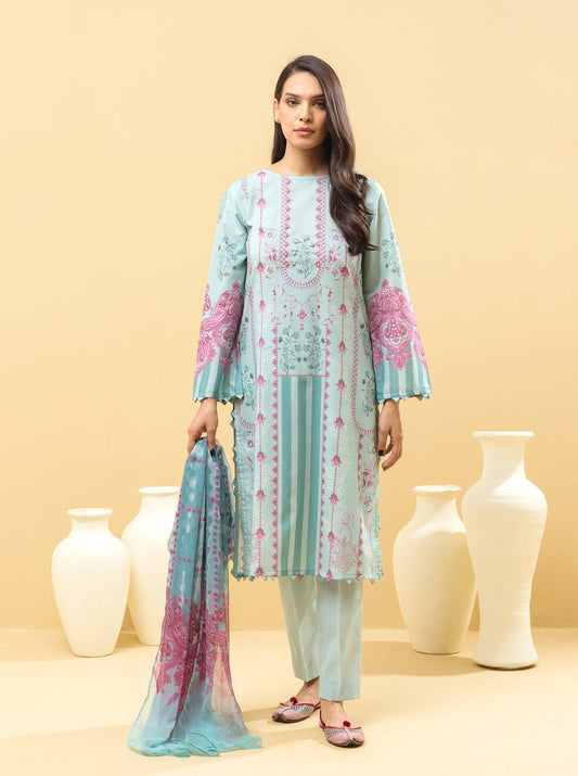 3 PIECE - PRINTED LAWN SUIT - ICY MIST MORBAGH SU_22