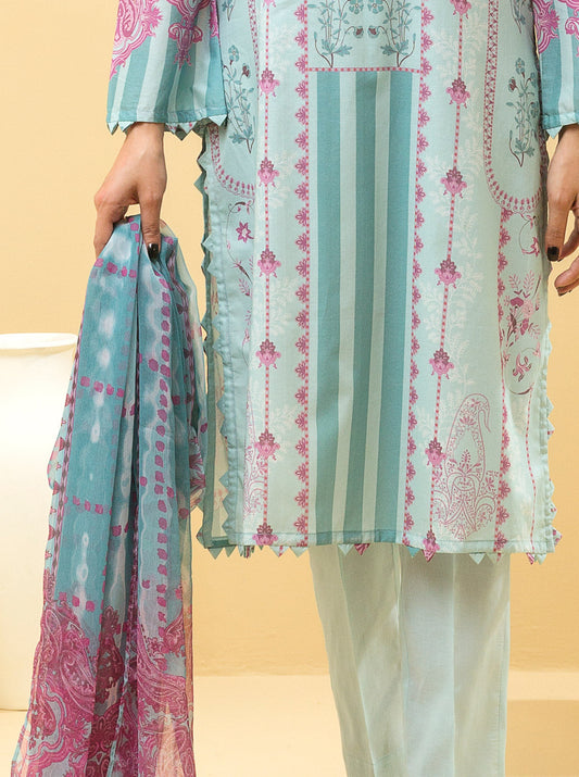 3 PIECE - PRINTED LAWN SUIT - ICY MIST MORBAGH SU_22