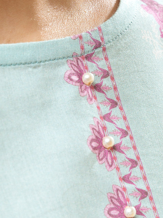 3 PIECE - PRINTED LAWN SUIT - ICY MIST MORBAGH SU_22
