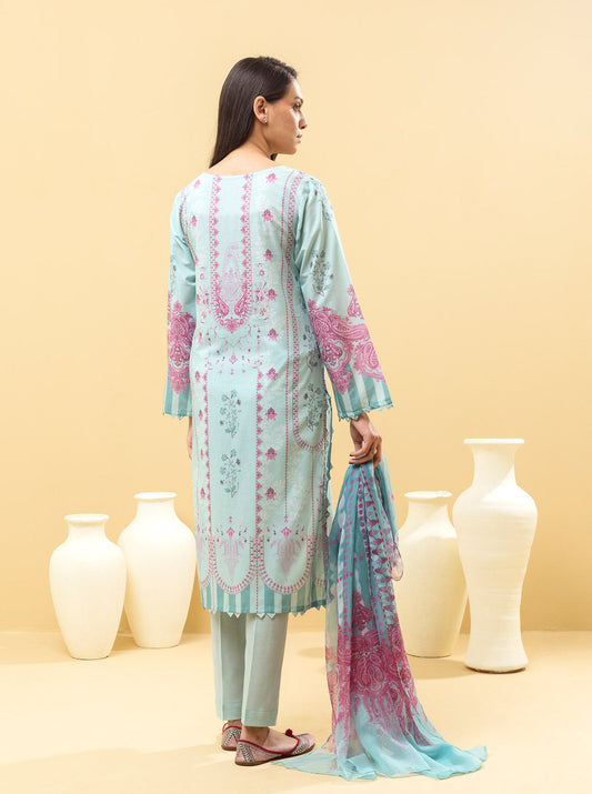 3 PIECE - PRINTED LAWN SUIT - ICY MIST MORBAGH SU_22