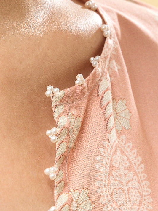 3 PIECE - PRINTED LAWN SUIT - PEACHY BLUSH MORBAGH SU_22