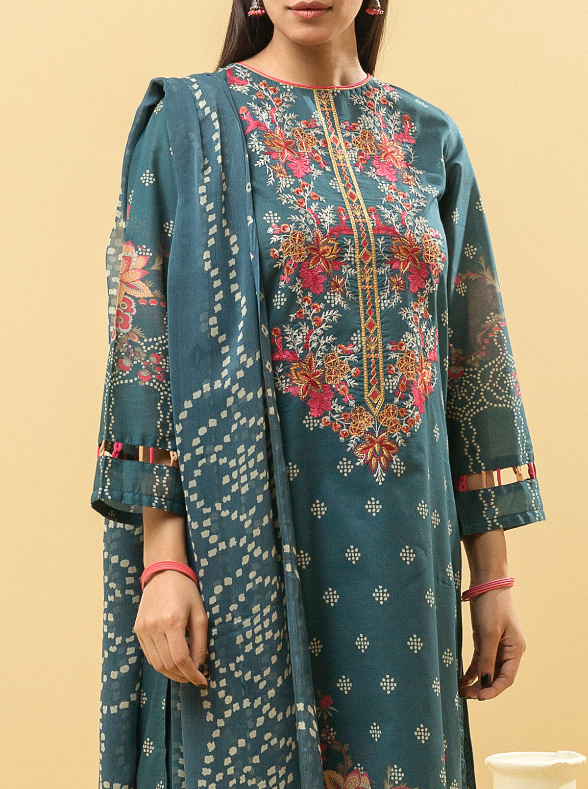 3 PIECE - EMBROIDERED LAWN SUIT - EUPHORIC TEAL MORBAGH SU_22