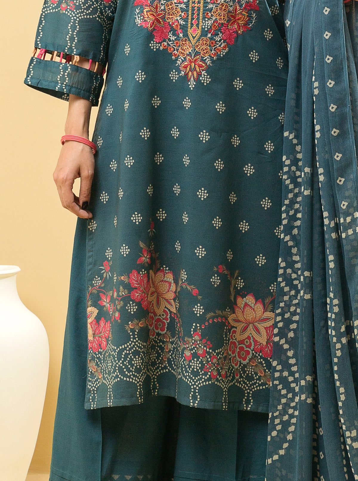3 PIECE - EMBROIDERED LAWN SUIT - EUPHORIC TEAL MORBAGH SU_22