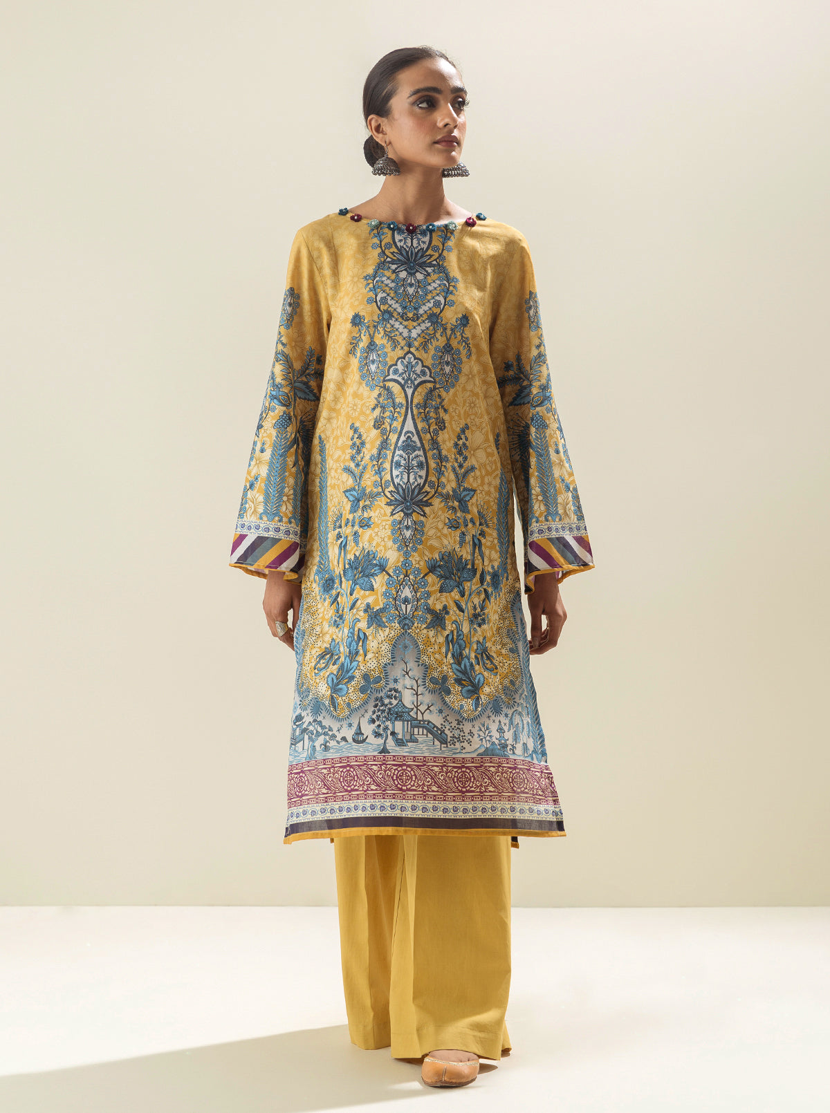1 PIECE - PRINTED LAWN SHIRT - DESERT MIRAGE MORBAGH SU_23