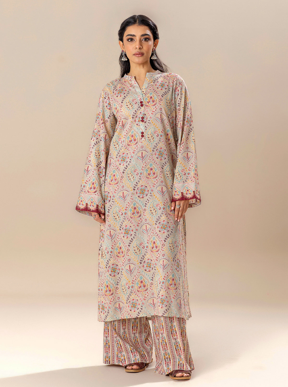 2 PIECE PRINTED LAWN SUIT-MEADOW MILK BT-MORBAGH SU_24