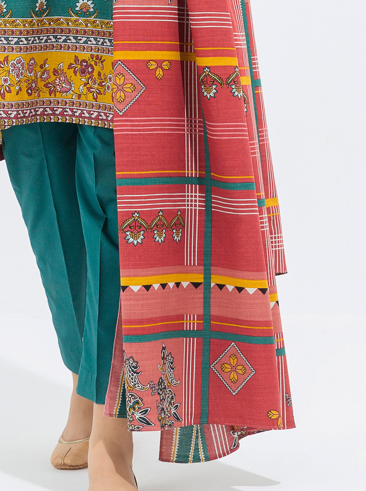 3 PIECE - PRINTED KHADDAR SUIT - HAZY TEAL MORBAGH WN_21