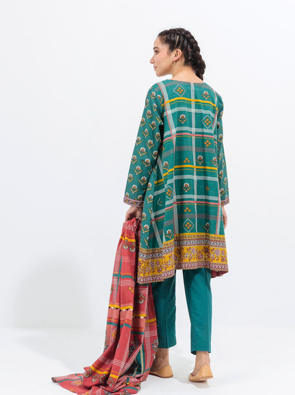 3 PIECE - PRINTED KHADDAR SUIT - HAZY TEAL MORBAGH WN_21