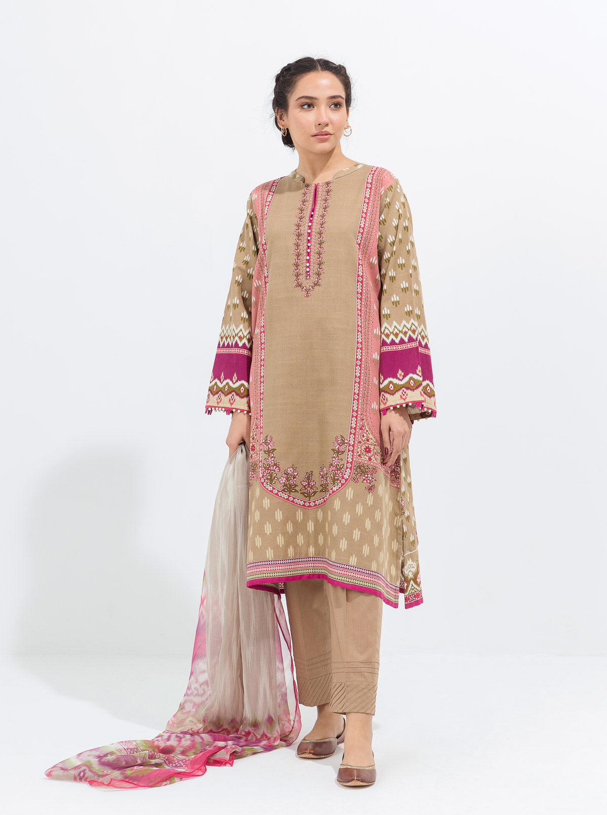 3 PIECE - PRINTED KHADDAR SUIT - DELICATE VINTAGE MORBAGH WN_21