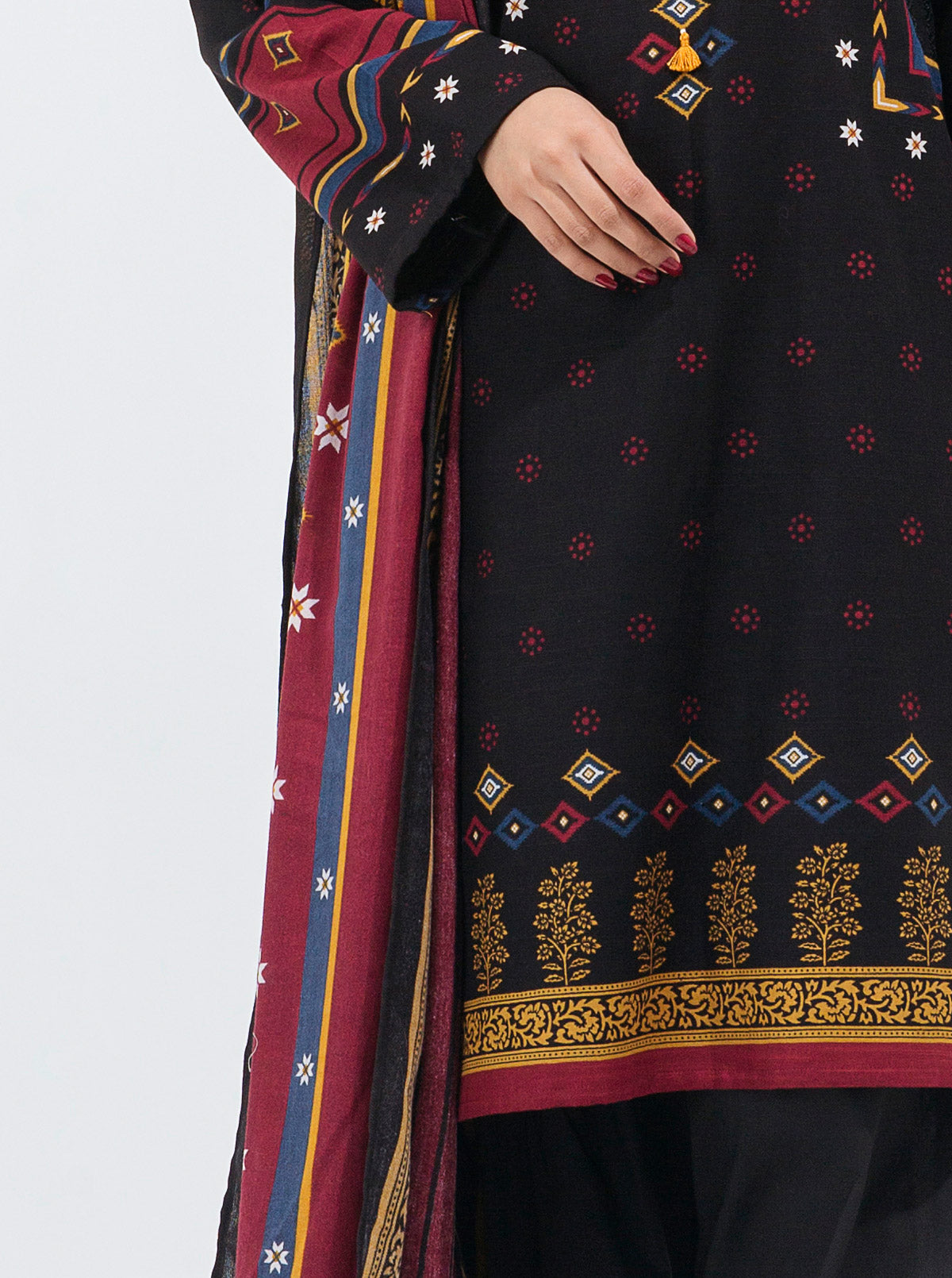 3 PIECE - PRINTED WITH SHAWL KHADDAR SUIT - ETHEREAL TRIBE MORBAGH WN_21