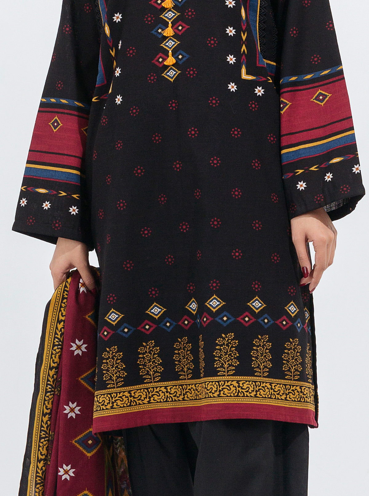 3 PIECE - PRINTED WITH SHAWL KHADDAR SUIT - ETHEREAL TRIBE MORBAGH WN_21
