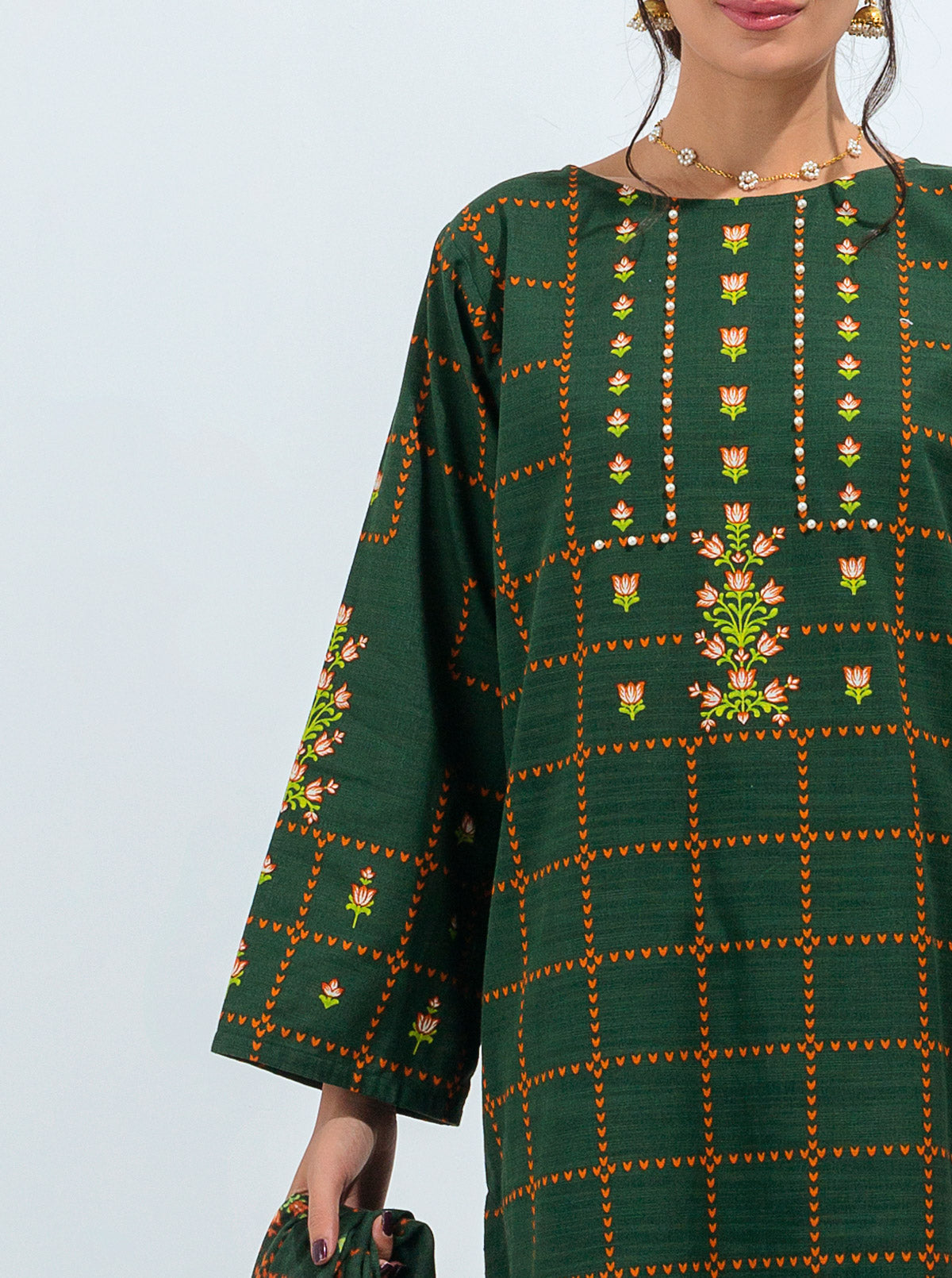 3 PIECE - PRINTED WITH SHAWL KHADDAR SUIT - VERDANT FIELDS MORBAGH WN_21