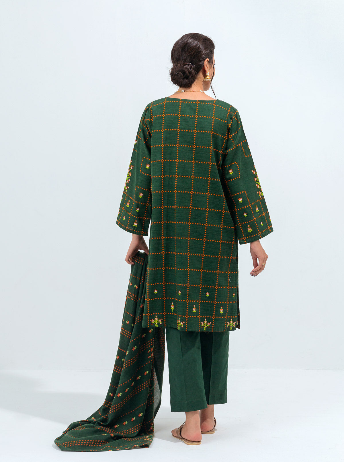 3 PIECE - PRINTED WITH SHAWL KHADDAR SUIT - VERDANT FIELDS MORBAGH WN_21
