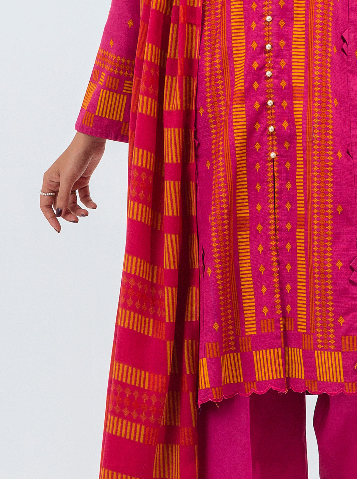 3 PIECE - PRINTED WITH SHAWL KHADDAR SUIT - PERFECT PINK MORBAGH WN_21